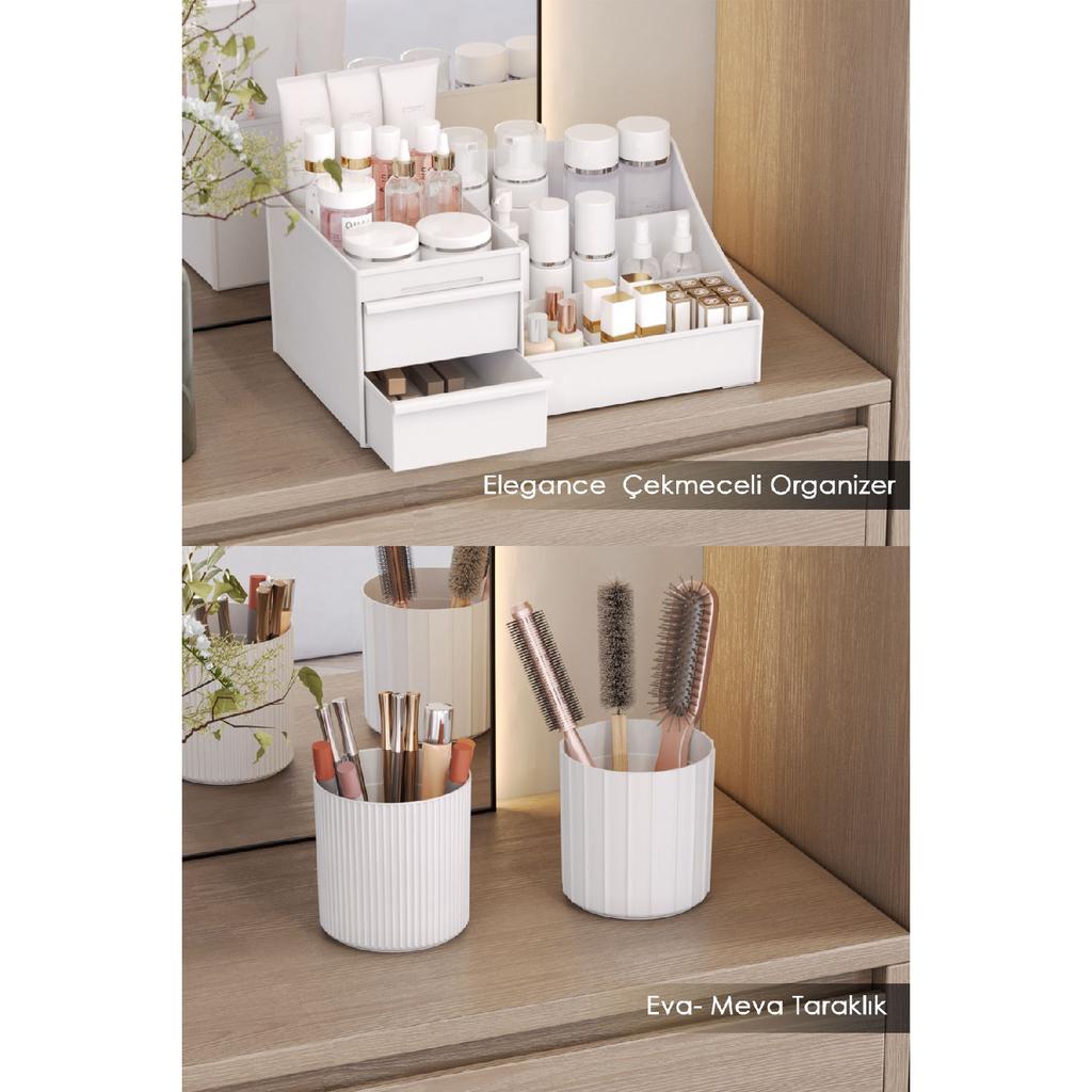 Elegance Xl (35cm) Makeup Cosmetic Perfume Cream Serum Organizer With Drawers White