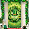 2D Leprechaun Hat Door Banner, St. Patrick's Day Green Clover Background