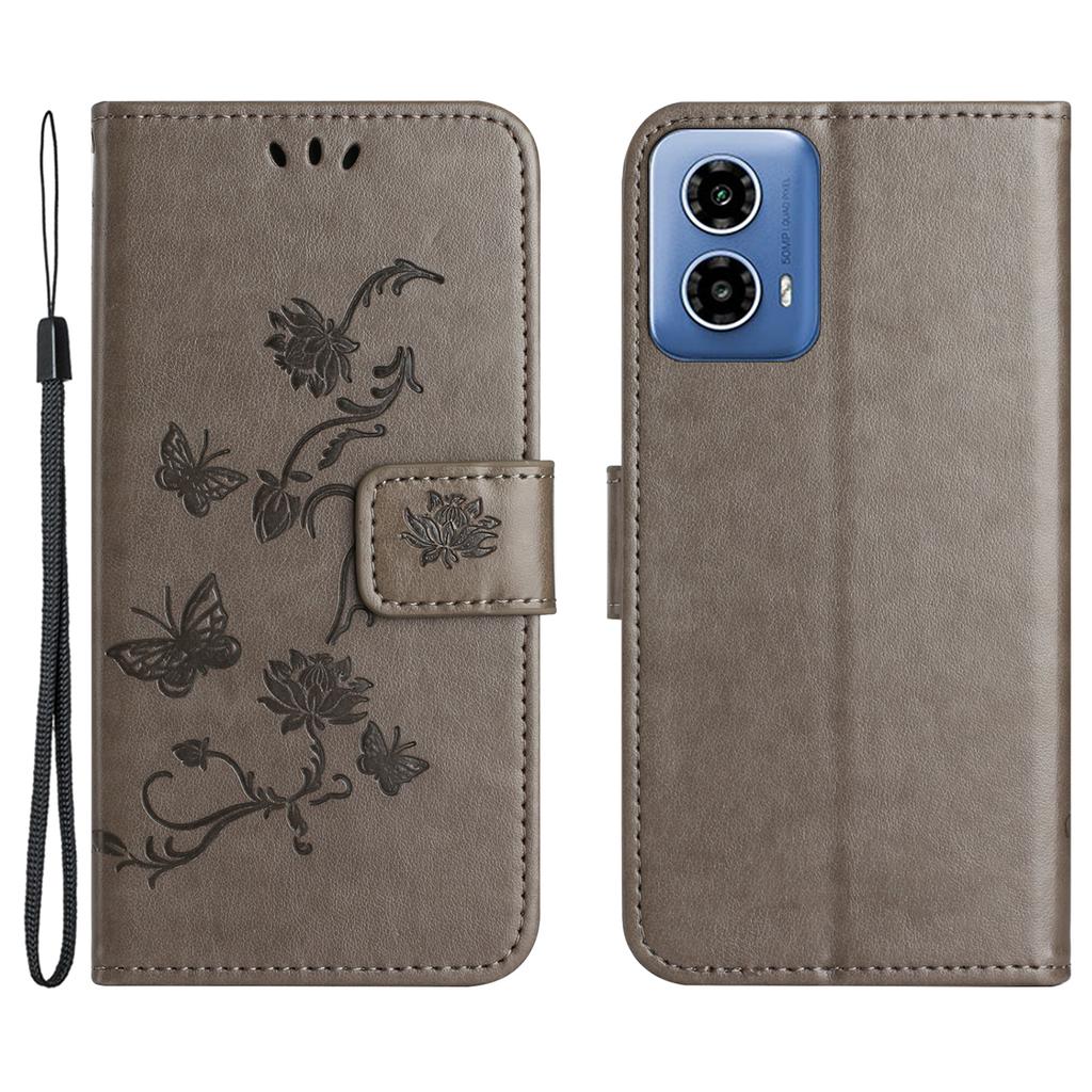 For Motorola Moto E14 4G/G04 4G/G04s 4G/G24 4G Wallet Case Butterfly Flower Leather Flip Phone Cover
