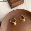 Pearl Chunky Hoop Earrings for Women French Creative Gold Earrings Jewelry New