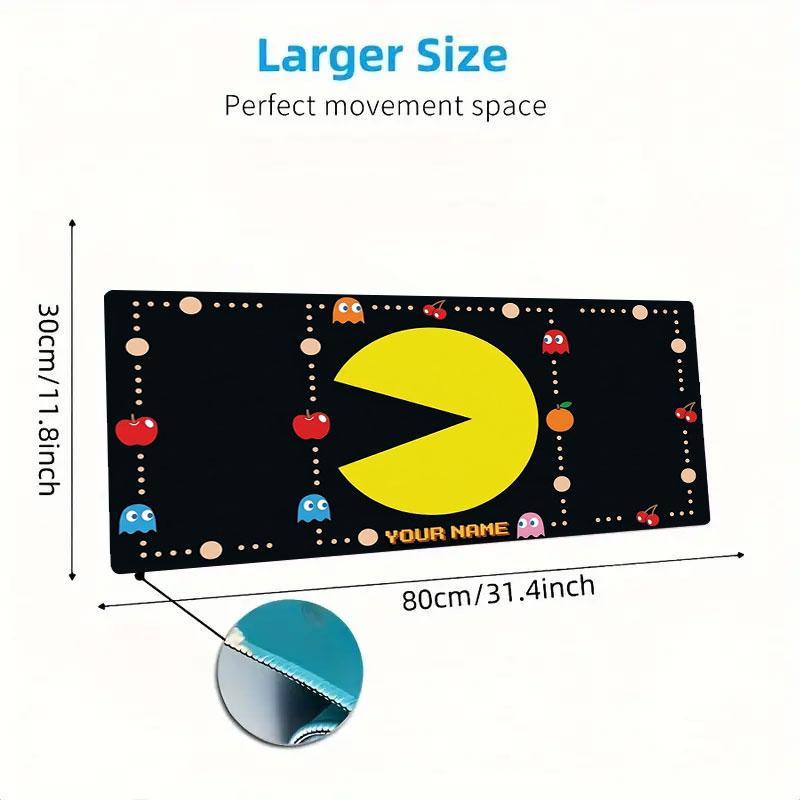 Pac-Man Custom Name Large Size Mouse Pad Large Gaming Table Cushion Non-slip Laptop Tablet Big Mousepad XXL Mat Mini PC Playmat With Lock edge