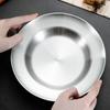 1 шт. Тарелка из нержавеющей стали 8 дюймов Ультрапортативная посуда Металлические обеденные тарелки для детей и малышей Отлично подходит для кемпинга на открытом воздухе, пикника