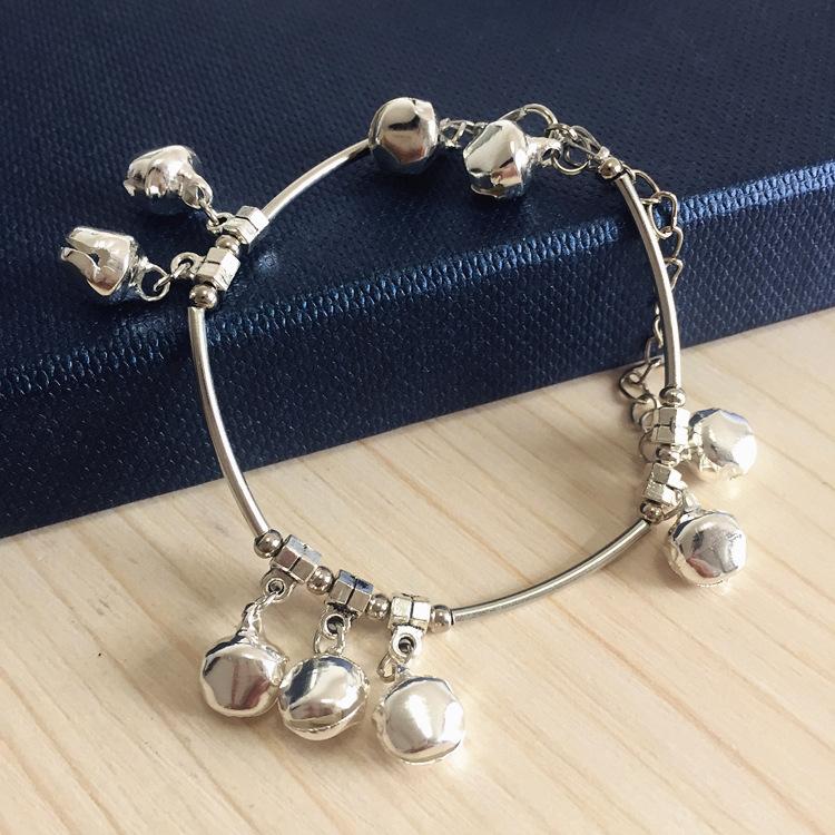 Винтажная мода браслет из тибетского серебра богемный милый супер много колокольчиков женский серебряный браслет на ногу мяо ручной работы