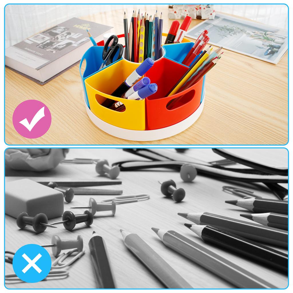 10/12inch 360° Rotatable Art Supply Organizer Creative Pen Crayon Storage Organizer Portable Rotating Storage Caddy Marker Desk