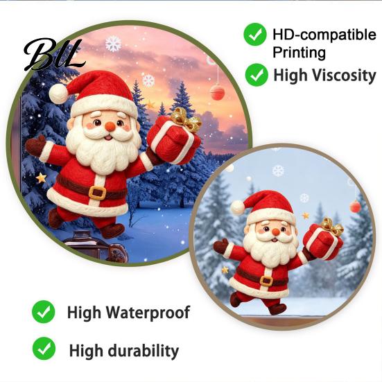 Indoor Outdoor Window Decor Christmas Santa Claus Static Glass Sticker, Removable PVC Decal, Waterproof Festive Home Ornaments Wall Art for Doors And