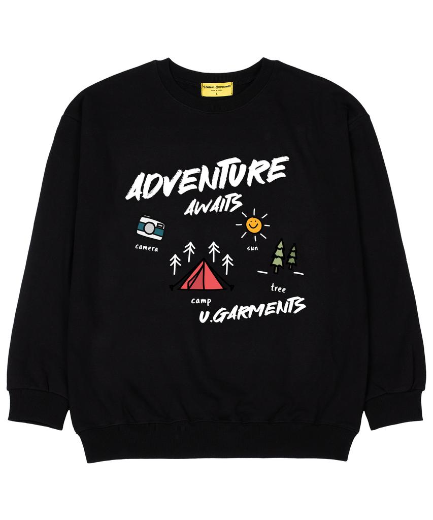 UNION GARMENTS Await Camping French Terry Oversized Sweatshirt Black