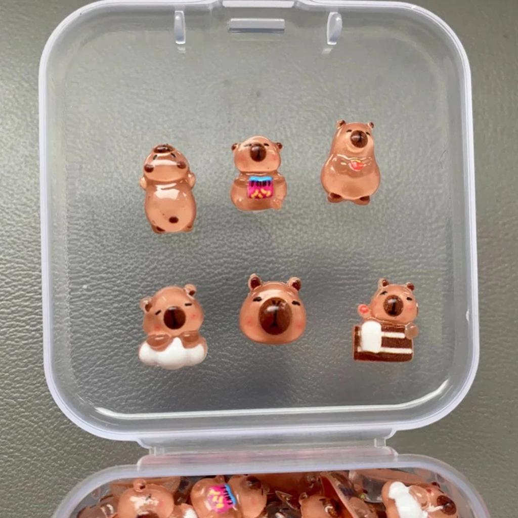 100pcs Mini Capybara Miniatures, Animal Figurines Fairy Garden Home Desk Ornament, Micro Landscape Diy Craft Decoration