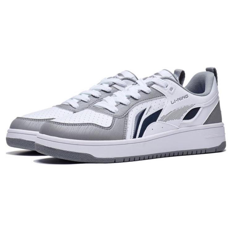 Li Ning Shiyi Низкие скейтбордические кроссовки, нескользящие, износостойкие, мужские, бело-серые AGCT341-3