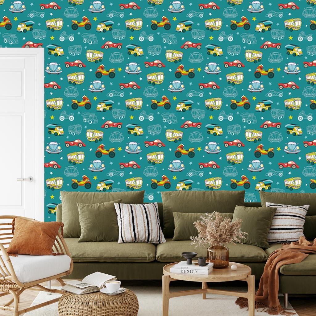 Colorful cars and motorcycles wallpaper for living room and bedroom 50x1000