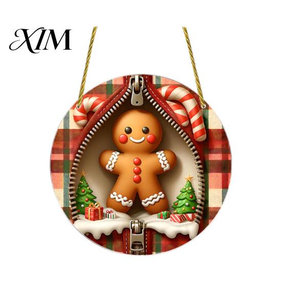 Double Sided Acrylic Decorations Double-sided Christmas Hanging Ornaments, Xmas Cartoon Snowman/Penguin/Gingerbread Man/Santa Claus Ornaments