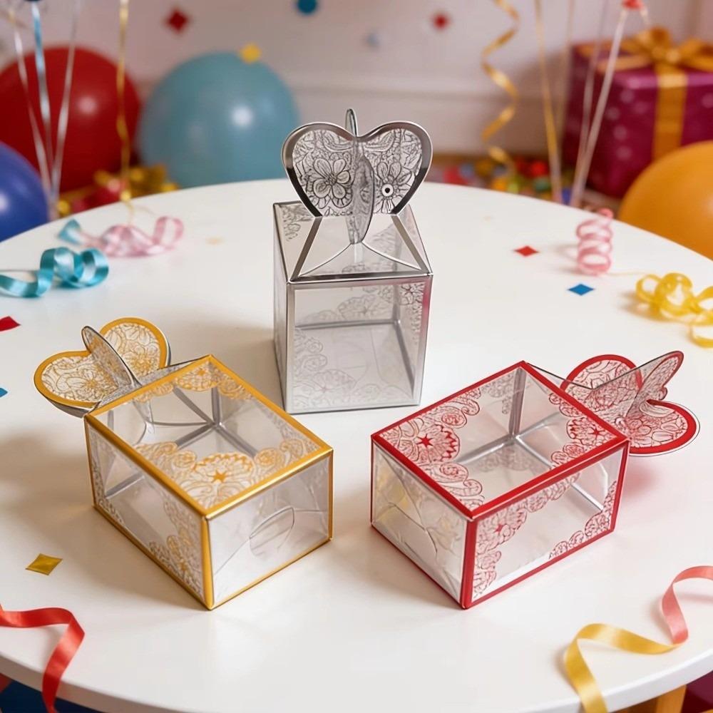 10 Pcs Gold Stamping Candy Boxes Transparent Wedding Favor Boxes Creative Gift Boxes