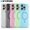 KEYSION Прозрачный матовый чехол MagSafe для iPhone 16 Pro Max 16 Plus 15 14 Pro Max Силиконовый+ПК противоударный чехол для телефона