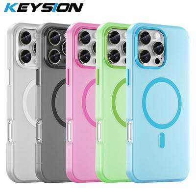 KEYSION Прозрачный матовый чехол MagSafe для iPhone 16 Pro Max 16 Plus 15 14 Pro Max Силиконовый+ПК противоударный чехол для телефона
