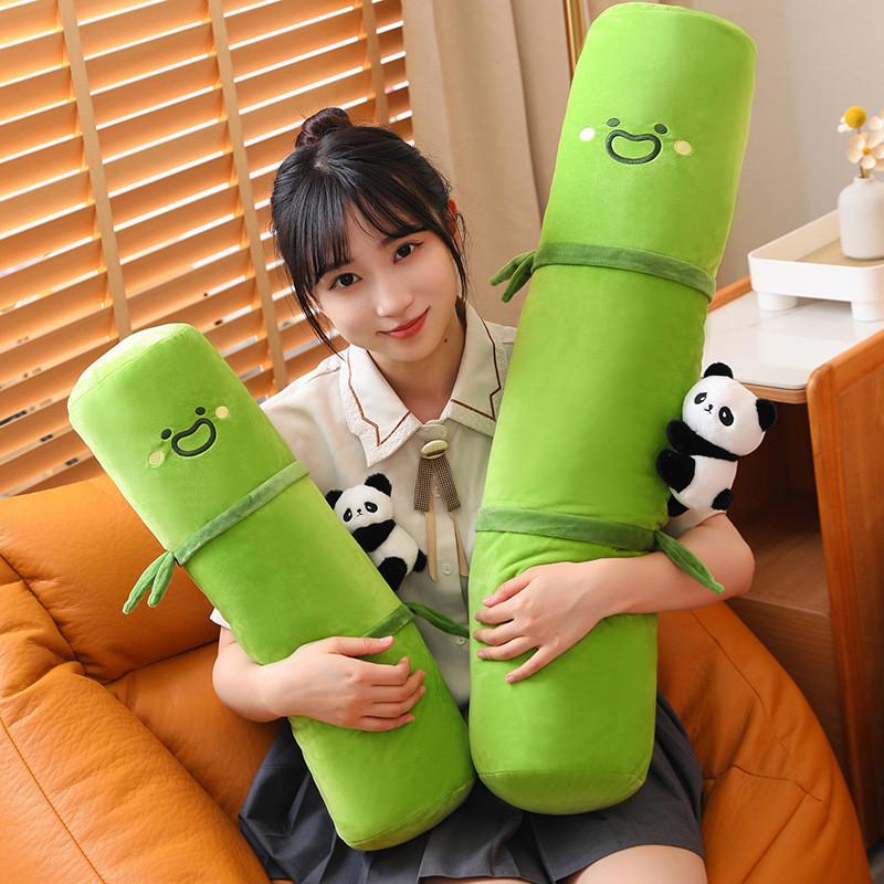 Panda Long Bamboo Pillow Soft Plush Toy For Girls Bed Stuffed Animal Doll
