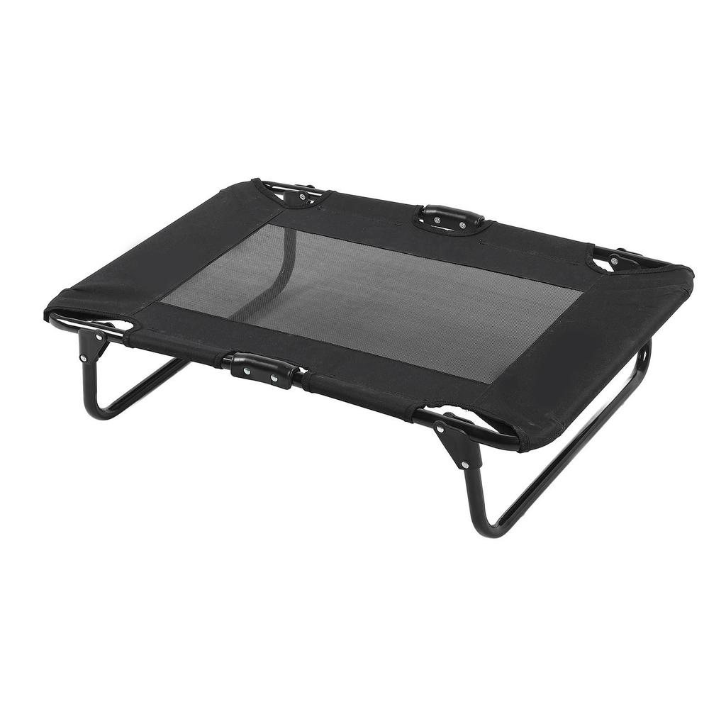 Folding Pet Bed Center Cooling Mesh Steel Frame Elevated Cat Dog Bed for Home and Outdoor Black