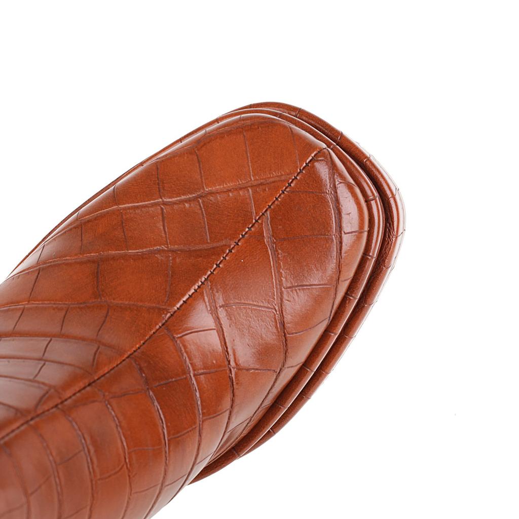 Krazing Pot ПУ Осенне-зимняя обувь на очень высоком каблуке с каменными узорами Европейский дизайн Платформа Сохраняет тепло Высокие сапоги до бедра