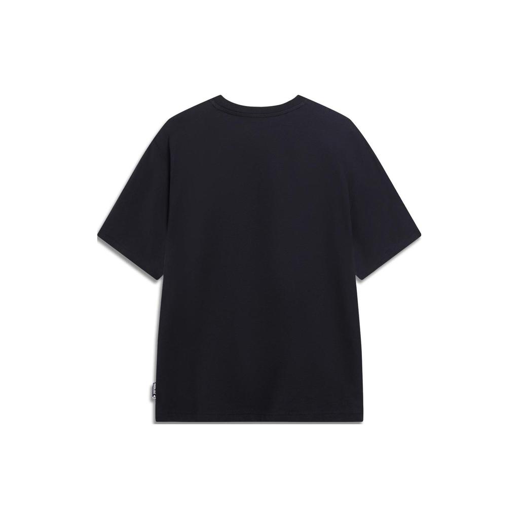 Li-Ning Badfive Series Letter Print Crew Neck Short Sleeve T-Shirt Men Tops Black AHST283-2