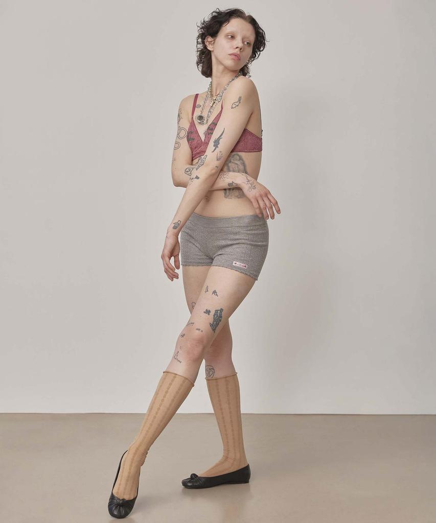 SCULPTOR Eyelet Knit Shorts Melange Gray