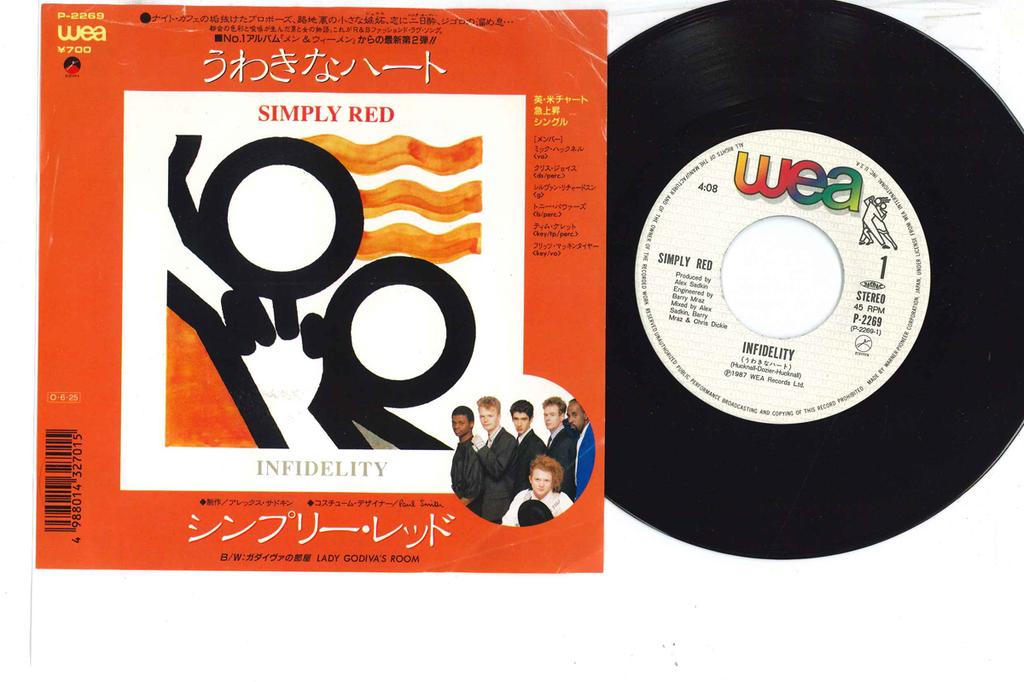 7inch Record SIMPLY RED - Infidelity / Lady Godiva's Room P2269 WEA 1987 Japan Rock Used