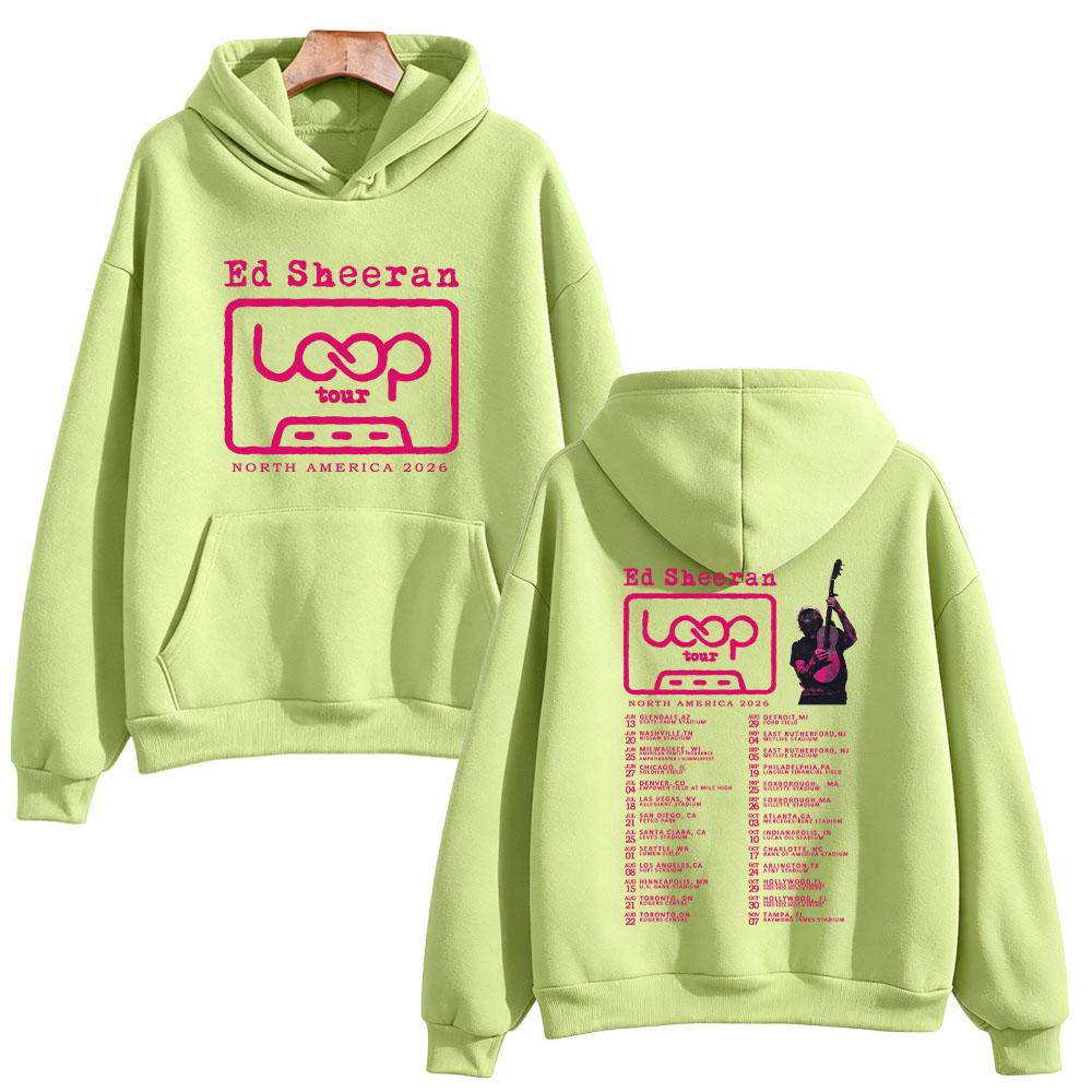 Худи Ed Sheeran 2026 Североамериканский тур 2026 Концерт Loop Новая дата Графический принт Толстовка Унисекс Длинный рукав Свободный Пуловер