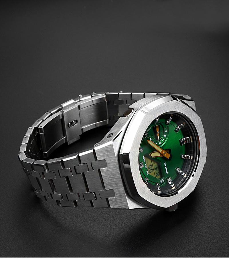 Для Casio GA2100 GA2110 Дубовая металлическая поверхность циферблата, модифицированный GA-2100 GA-2110, циферблат с солнечным рисунком, матовый лак, безель, аксессуары для часов
