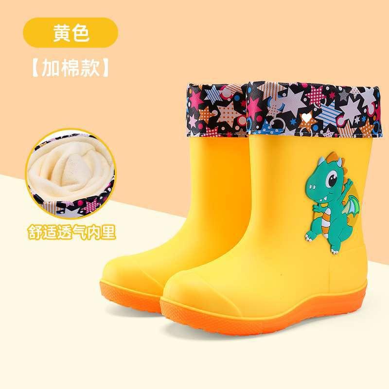 Big Children Rain Boots Boys Girls Baby Children Rain Shoes Non-slip Waterproof Children Cartoon Velvet Student Water Shoes Cute