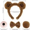 Набор костюма медведя из 4 предметов: ободок с медвежьими ушками и хвост, нос, галстук-бабочка для Хэллоуина, карнавала, косплей-вечеринки с животными