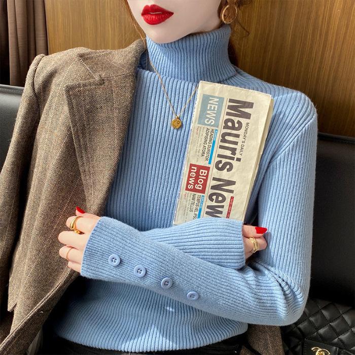 Versatile turtleneck women's autumn and winter knitted bottoming shirt, fashionable new inside, slim and thin outside, foreign top