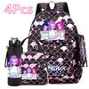 4Pcs/set Anime Cartoon Printed Backpack with Handbag Pencil Case 750Ml Water Bottler for Teenager Boy Girl Large Capacity Bookbag Schoolbag Mochila
