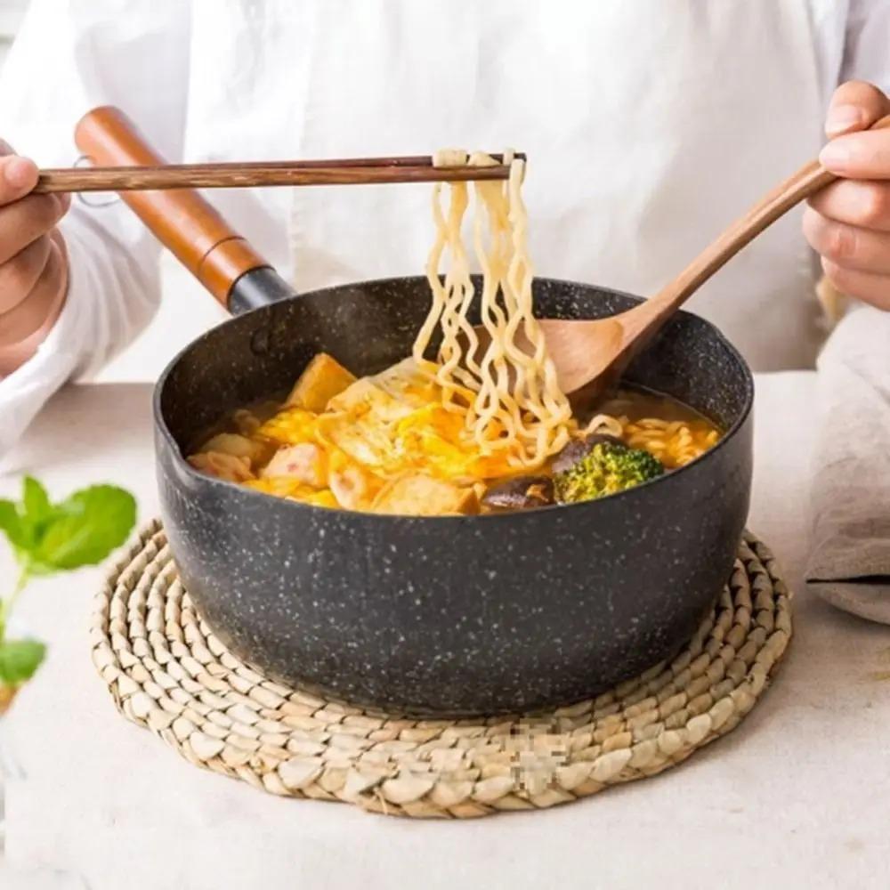 Молочник с деревянной ручкой, антипригарная кастрюля для супа, прочная сковорода, для детского питания