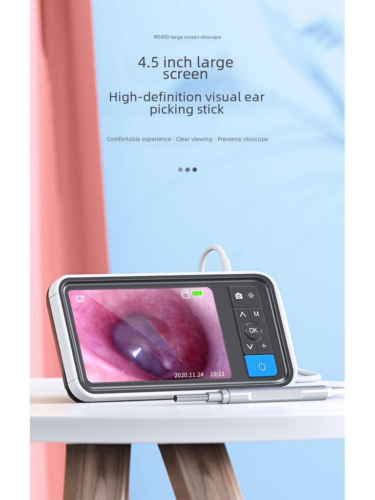 HD 4,5-дюймовый смарт-отоскоп с визуальным ушным датчиком