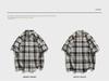 Мужская клетчатая рубашка с короткими рукавами в студенческом стиле - весна/лето 2024 г.