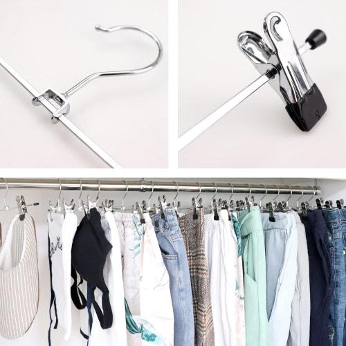 ROROPOCO Trouser Hangers with Skirt Clips, Non-Slip, Suitable for Slacks, Skirts, Denim, Long Skirts, Bottoms, Scarves, Slim Fit, Durable, Space-Savin