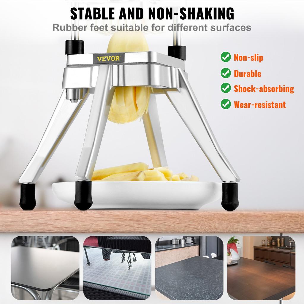 VEVOR Commercial Vegetable Fruit Chopper 3/8″ Blade Heavy Duty Professional Food Dicer Kattex French Fry Cutter Onion Slicer Stainless Steel for