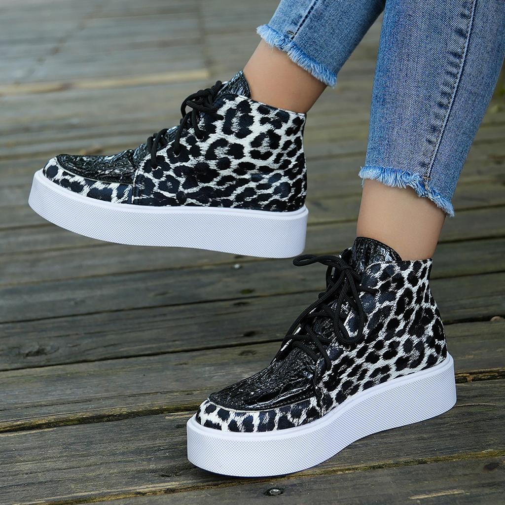 Women Sneakers Leopard Platform Ankle Designer Sneakers Casual Running Sport Shoes Autumn Walking Comfortable Shoes for Women