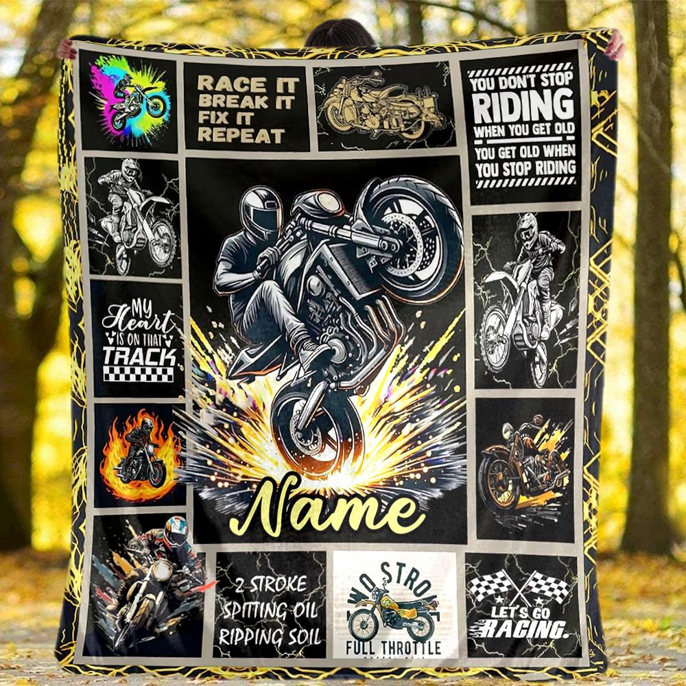Motorcycle Racing Outdoor Customize Your Name Blanket Comfortable Soft Lightweight Allseason Multipurpose Blanket For Travel Camping Picnics Sofa