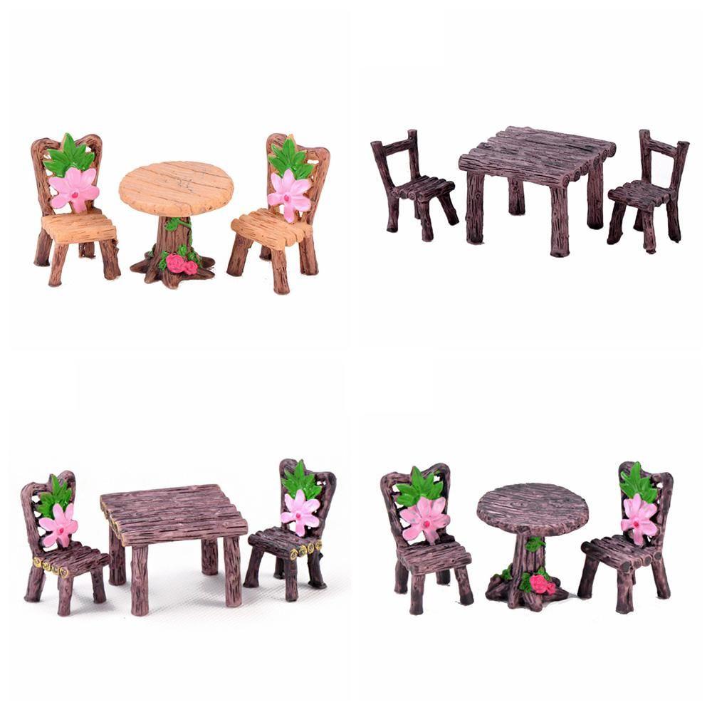 Декор Craft Мини-украшения Миниатюрный стол и стулья Сказочный сад Ландшафтный кукольный домик Аксессуары