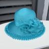 Корейская женская солнцезащитная шляпа, устойчивая к УФ-излучению, с цветочным узором из органзы, модная большая пляжная шляпа для летних прогулок, прохладная шляпа