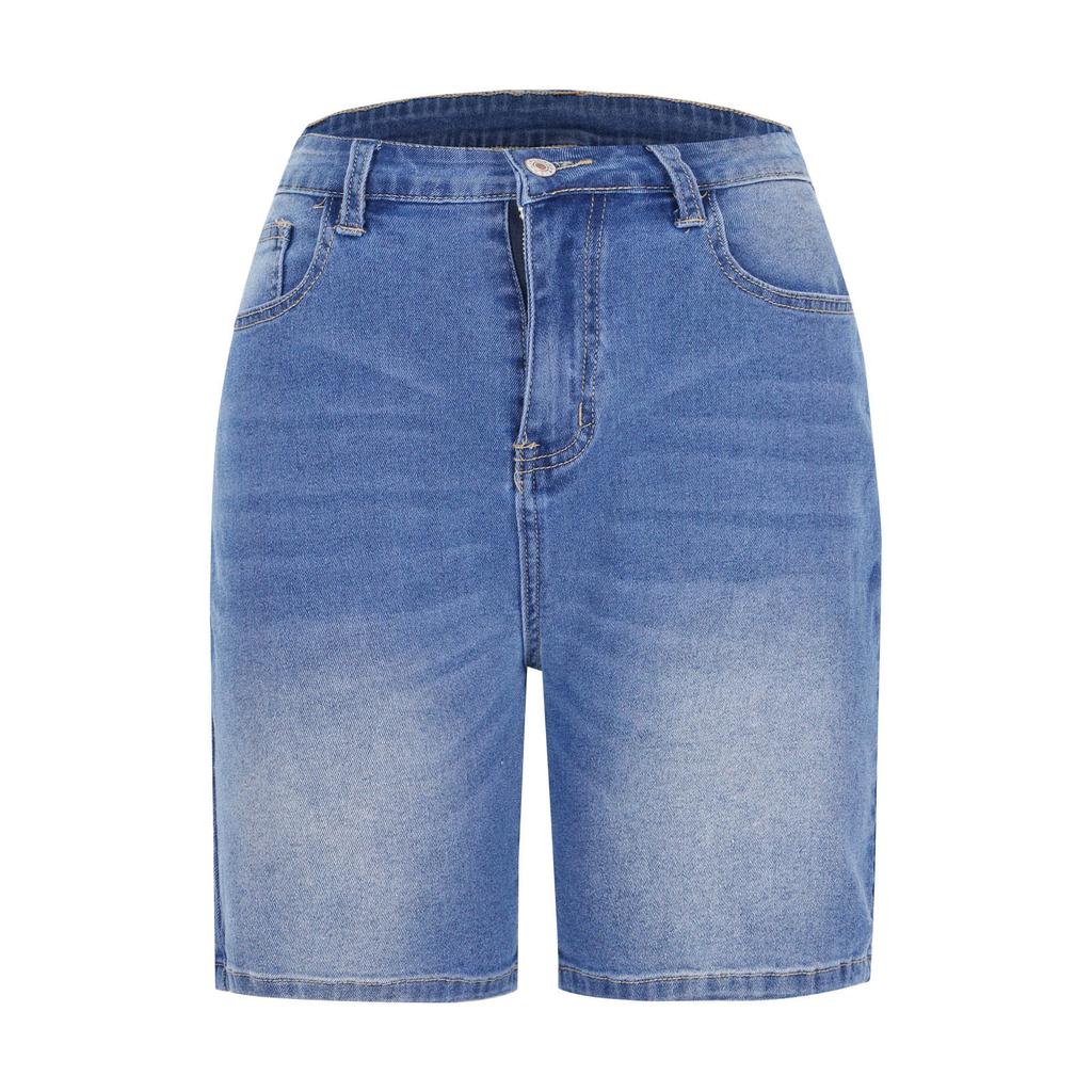 Женские модные эластичные джинсовые шорты с высокой талией, свободные шорты с укороченным кроем