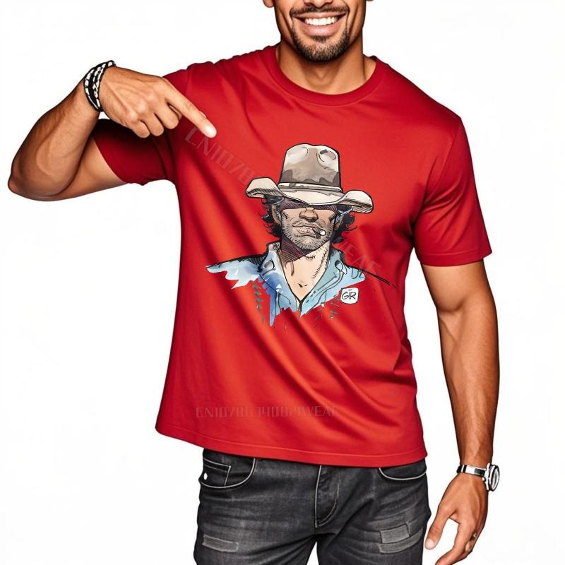 Unisex T Shirts Travel Unisex Tshirt Unisex Wearing Cowboy Hat Shirt Summer Comfort Tshirt Classic Black Tshirt For Unisex