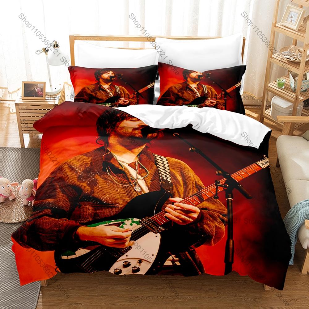 T-Tame Impala Duvet Cover + 2 Pillowcases Soft Gradient Cosmic Line Art Print Soft Quilt Cover Set Australian Legend Rock Band