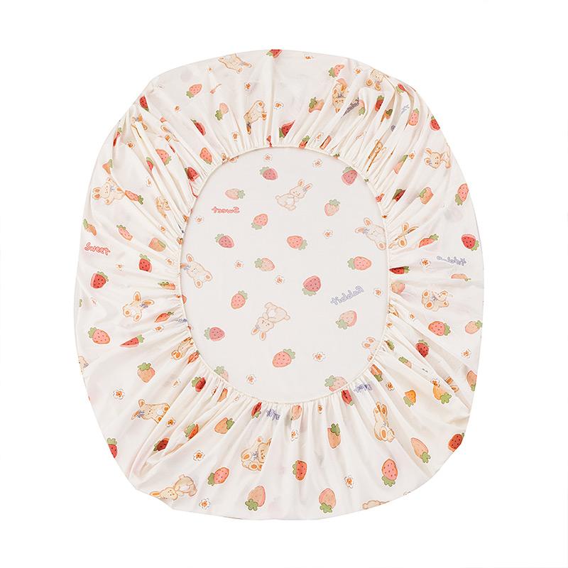 3 шт. Кролик Клубника Простыня Приятная к коже 100% Полиэстер 1 Простыня на резинке 2 Наволочки Защитный чехол для матраса Без подушки