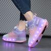 Skate Shoes for Kids LED Light Luminous Sneakers Children Two Wheels Shoes for Boys Girls with USB Charging