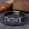 Браслет из натуральной кожи Форма бесконечности Ювелирные изделия из нержавеющей стали для мужчин Особый узор Подарочные аксессуары Популярный дизайн