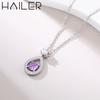 Trendy Cushion Cut Lab Grown Gemstone Pendant Necklace Women Halo Moissanite and Sapphire Necklace Openwork Tear Drop Necklace