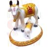 Handicraft Decorative Polystone Cow and Calf Big Statue/Idol for Gift Home Decor 3 Inch (White Golden), Religious