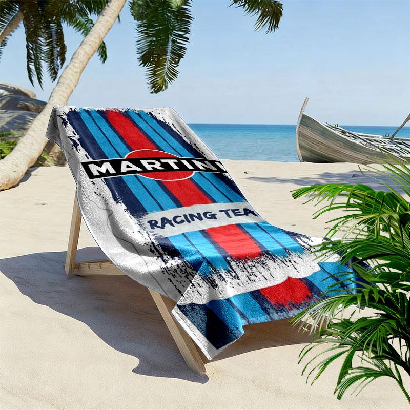 Martini Racing Print Beach Towel, Large Soft Quick Dry Towel for Beach Camping Swimming