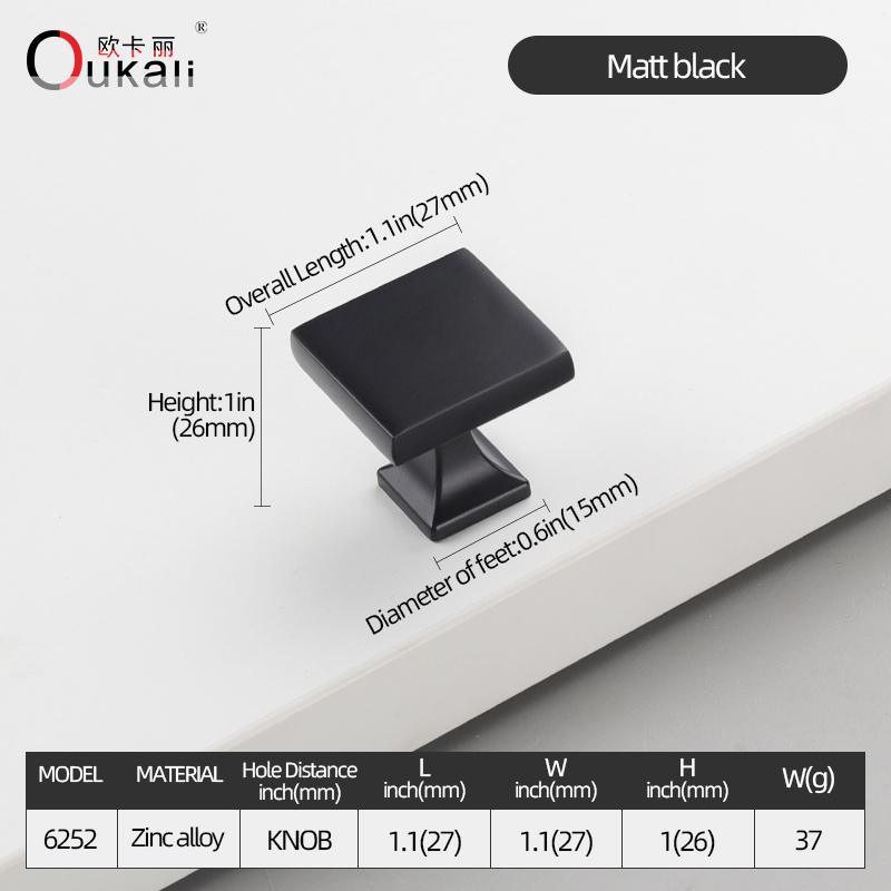 Oukali High Quality Modern Furniture Cabinet Handle Kitchen Bathroom Brushed Brass 5 Inch Matt Black Drawer Pull Handles