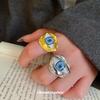 French Retro Irregular Resin Eye Women Ring