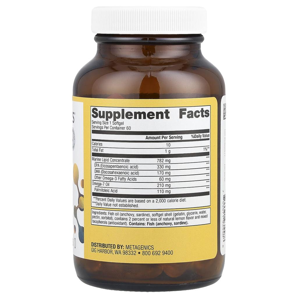 Metagenics OmegaGenics®, Fish Oil Mega 10®, натуральный лимонный вкус, 60 мягких капсул